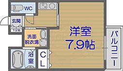 ラシーヌ天王寺 1Kの間取図画像