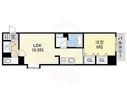 サージュ天王寺 1LDKの間取図画像