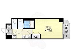 M-City天王寺 1Kの間取図画像