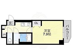 M-City天王寺 1Kの間取図画像