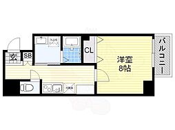 RAINBOWCOURT阿倍野 1Kの間取図画像