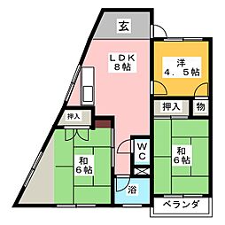 カネ八ビル 3LDKの間取図画像