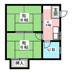 篠ノ風ハイツ 2Kの間取図画像