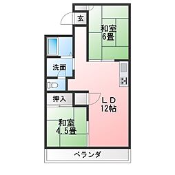 エスペランス桃山E棟 2LDKの間取図画像
