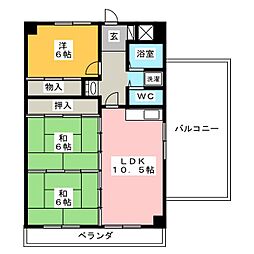 リバーサイド大和 3LDKの間取図画像