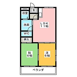 メリーメリーA 2LDKの間取図画像