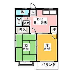シャンポリオンK 2DKの間取図画像