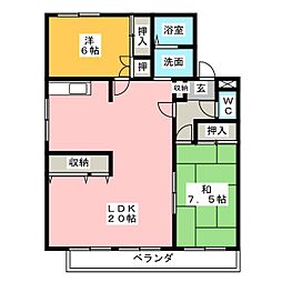 グレイス横吹B 2LDKの間取図画像