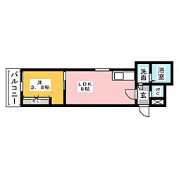 MOVE野並 1LDKの間取図画像