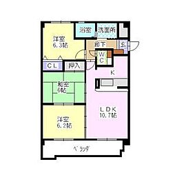 ファインパレス徳重 3LDKの間取図画像
