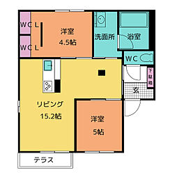 ヴィラージュ桃山C 2LDKの間取図画像