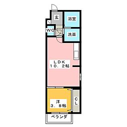 ビエント徳重 1LDKの間取図画像