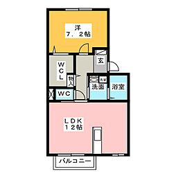ウィルガーデンB 1LDKの間取図画像
