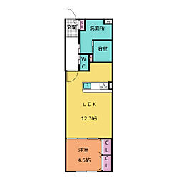 クイール諸の木 1LDKの間取図画像