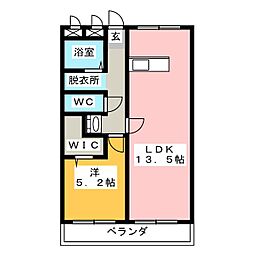清風マンション 1LDKの間取図画像