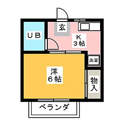 ジュネス鶴ヶ沢 1Kの間取図画像