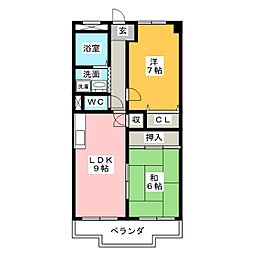 パティオクラブ滝ノ水 2LDKの間取図画像