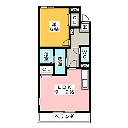 クレアトール 1LDKの間取図画像