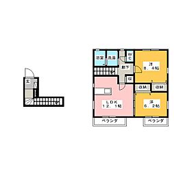 サンガーデン東神の倉 2LDKの間取図画像