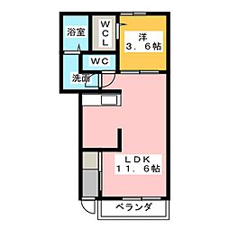 カーサフェリーチェ2 1LDKの間取図画像
