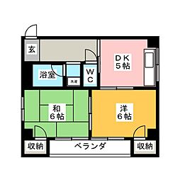 山本屋ビル 2DKの間取図画像