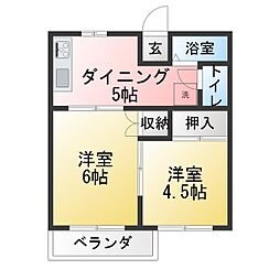 コーポT・I2 2DKの間取図画像