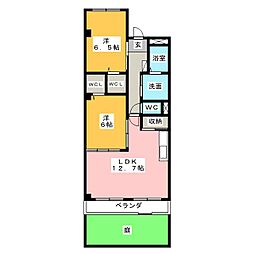 ガーデニングヒルズ神の倉3 2LDKの間取図画像