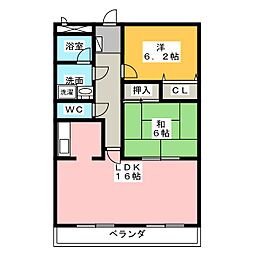 スカイコート黒沢台 2LDKの間取図画像