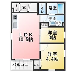 プレシア野並 2LDKの間取図画像