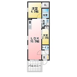 プレシア野並 2LDKの間取図画像