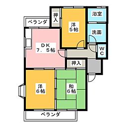 グリーンパーク藤塚A 3DKの間取図画像