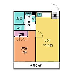ラペーシュ 1LDKの間取図画像