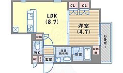 コンフォートエビス 1LDKの間取図画像