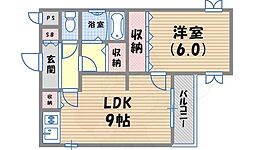 ベル甲子園口3 1LDKの間取図画像