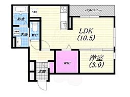 ミント甲子園五番町 1LDKの間取図画像