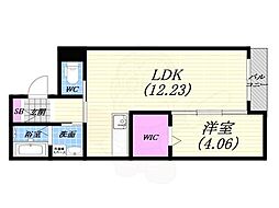 プラチナコート西宮 1LDKの間取図画像