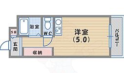 モンシャンブル本山 ワンルームの間取図画像