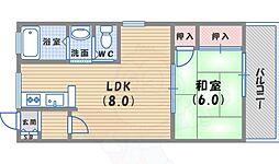 ふじマンション 1LDKの間取図画像