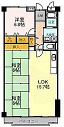 クリスタル 1LDKの間取図画像