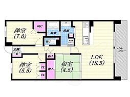 ジオ甲子園口一丁目 3LDKの間取図画像