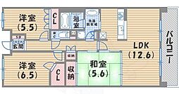 甲子園六石町ハイツ 3LDKの間取図画像