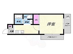 ウインドフォ松原 ワンルームの間取図画像
