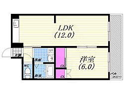 グローリー甲子園 1LDKの間取図画像