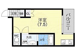 ソリューション甲子園 ワンルームの間取図画像