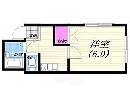甲子園シティハウス 1Kの間取図画像