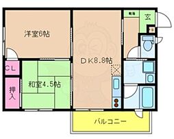 Yaore甲子園 2DKの間取図画像
