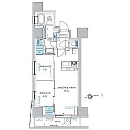 プレディアコート北千住 2LDKの間取図画像