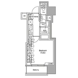 ザ・パークハビオ新御徒町 1Kの間取図画像