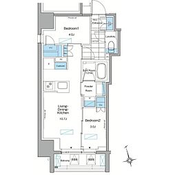 ルフォンプログレ上野稲荷町ザ・レジデンス 2LDKの間取図画像