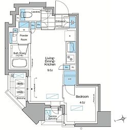 ルフォンプログレ上野稲荷町ザ・レジデンス 1LDKの間取図画像